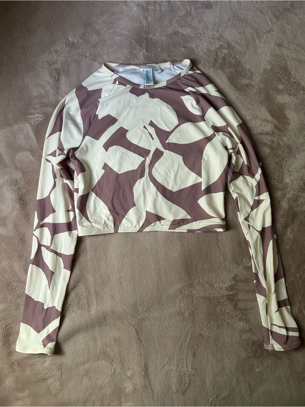 Poolside Paradiso swim surf rashguard crop top XS NEW